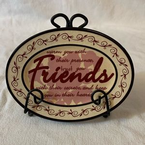Friends plate with black easel